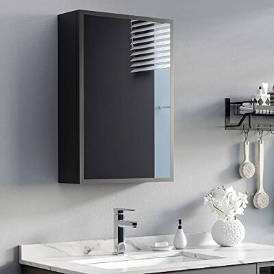kleankin Armoire miroir 3 couches avec miroir pour salle de bain, chambre à coucher, noir, 40 x 15 x 60 cm kleankin Armoire miroir 3 couches avec miroir pour salle de bain, chambre à coucher, noir, 40 x 15 x 60 cm