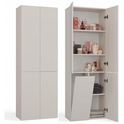 CDF Armoire Haute Salle de Bain Meuble Colonne de Salle de Bain Armoire de Rangement à 4 Portes avec Etagère Réglable pour Salon Cuisine 60x30x174 cm Anthracite/Chêne Artisan 1 Panier à Linge CDF Armoire Haute Salle de Bain Meuble Colonne de Salle de Bain Armoire de Rangement à 4 Portes avec Etagère Réglable pour Salon Cuisine 60x30x174 cm Anthracite/Chêne Artisan 1 Panier à Linge