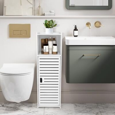 LANTUS Petit Meuble de Rangement pour Toilettes, Support pour Papiers Toilettes, Colonne, Armoire de Salle de Bain, Placard, Étagère Réglable,-25 * 22 * 80cm-Blanc LANTUS Petit Meuble de Rangement pour Toilettes, Support pour Papiers Toilettes, Colonne, Armoire de Salle de Bain, Placard, Étagère Réglable,-25 * 22 * 80cm-Blanc