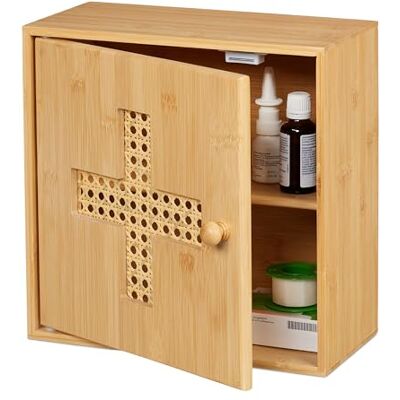 Relaxdays Armoire à Pharmacie, à Poser, Croix décorative, 2 Compartiments, H x L x P : env. 28 x 28 x 16 cm, Nature Relaxdays Armoire à Pharmacie, à Poser, Croix décorative, 2 Compartiments, H x L x P : env. 28 x 28 x 16 cm, Nature