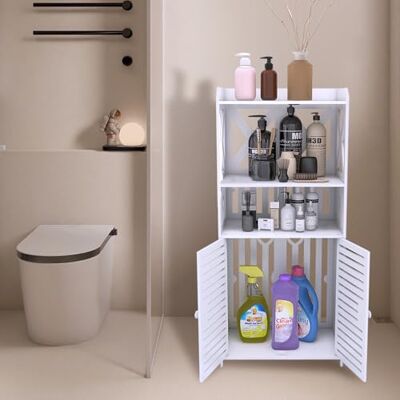 LANTUS Meuble de Rangement pour Toilettes, Placard, Étagère Réglable, Pieds Résistant à l’Eau, Petits Espaces, petite armoire de salle de bain pour salle de bain, salon,40 * 25 * 90cm-Blanc LANTUS Meuble de Rangement pour Toilettes, Placard, Étagère Réglable, Pieds Résistant à l’Eau, Petits Espaces, petite armoire de salle de bain pour salle de bain, salon,40 * 25 * 90cm-Blanc