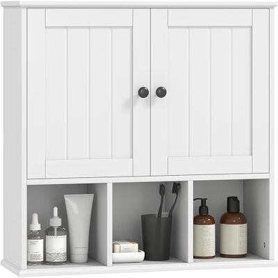 HOMCOM Armoire Murale de Salle de Bain 2 Portes 60 x 19,5 x 60 cm Blanc HOMCOM Armoire Murale de Salle de Bain 2 Portes 60 x 19,5 x 60 cm Blanc