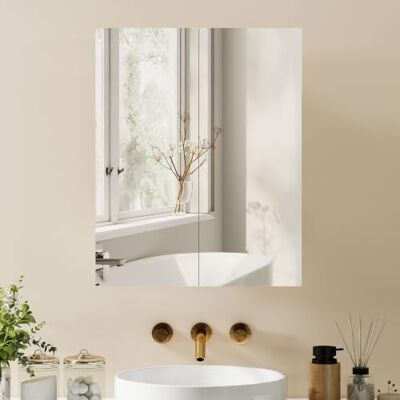 HOMCOM Armoire Murale Salle de Bain avec Miroir, 60 x 75 cm, Blanc Meuble Salle de Bain, Armoire de Toilette, Étagère Réglable HOMCOM Armoire Murale Salle de Bain avec Miroir, 60 x 75 cm, Blanc Meuble Salle de Bain, Armoire de Toilette, Étagère Réglable