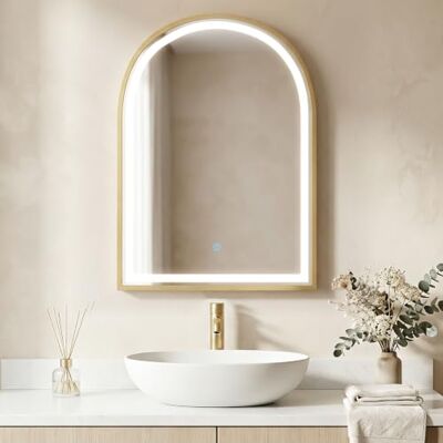 HOMCOM Armoire Murale Salle de Bain Miroir Éclairage LED 50x14,5x70cm Doré HOMCOM Armoire Murale Salle de Bain Miroir Éclairage LED 50x14,5x70cm Doré