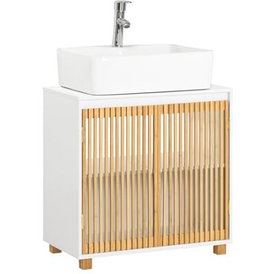 SoBuy Meuble sous Lavabo de Salle de Bain, Meuble sous Vasque à 2 Portes en Bambou, Placard Armoire de Rangement Meuble évier de Cuisine, L60 x P30 x H61 cm, BZR125-W SoBuy Meuble sous Lavabo de Salle de Bain, Meuble sous Vasque à 2 Portes en Bambou, Placard Armoire de Rangement Meuble évier de Cuisine, L60 x P30 x H61 cm, BZR125-W