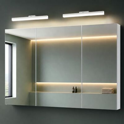 Mai & Mai Armoire à Miroir Blanc Mat avec Lampe LED Salle de Bain 120cm Placard Rangement en Bois, Armoire Toilette, 2 Lampe LED 180° Rotative 40cm, Étagères Réglables, 120x15x70cm, SpiegelSR-02 Mai & Mai Armoire à Miroir Blanc Mat avec Lampe LED Salle de Bain 120cm Placard Rangement en Bois, Armoire Toilette, 2 Lampe LED 180° Rotative 40cm, Étagères Réglables, 120x15x70cm, SpiegelSR-02