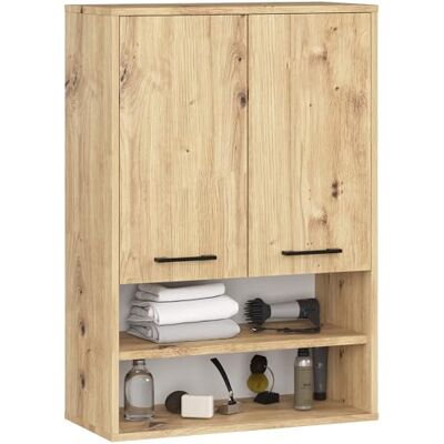 AKORD Armoire suspendue de salle de bain FIN 64 cm 2 portes, 2 étagères, 2 compartiments ouverts l 64 x H 94 x P 30 cm avec étagères – Armoire de salle de bain montée au mur Poids 8,10 kg Chêne AKORD Armoire suspendue de salle de bain FIN 64 cm 2 portes, 2 étagères, 2 compartiments ouverts l 64 x H 94 x P 30 cm avec étagères – Armoire de salle de bain montée au mur Poids 8,10 kg Chêne