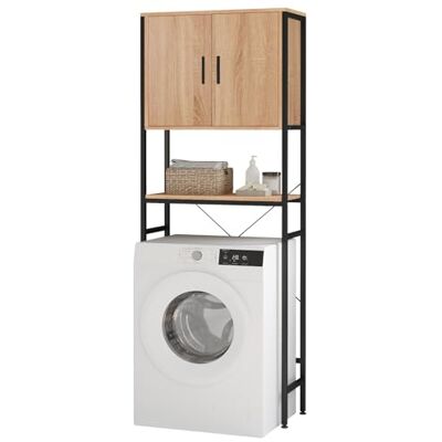 EUGAD Armoire de machine à laver avec étagère au-dessus, étagère réglable en métal dérivé du bois, 64,5 x 170 EUGAD Armoire de machine à laver avec étagère au-dessus, étagère réglable en métal dérivé du bois, 64,5 x 170