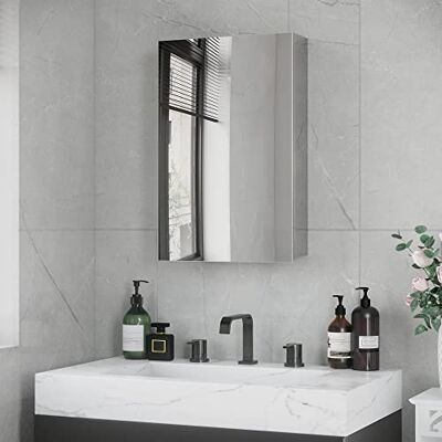 kleankin Armoire Miroir de Salle de Bain 2 étagères 39L x 12l x 60H cm kleankin Armoire Miroir de Salle de Bain 2 étagères 39L x 12l x 60H cm