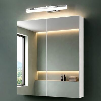 Mai & Mai Armoire à Miroir Blanc Mat avec Lampe LED Salle de Bain 60cm Placard Rangement en Bois, Armoire Toilette, Lampe LED 180° Rotative 40cm, Étagères Réglables, 60x15x70cm, SpiegelSR-02 Mai & Mai Armoire à Miroir Blanc Mat avec Lampe LED Salle de Bain 60cm Placard Rangement en Bois, Armoire Toilette, Lampe LED 180° Rotative 40cm, Étagères Réglables, 60x15x70cm, SpiegelSR-02