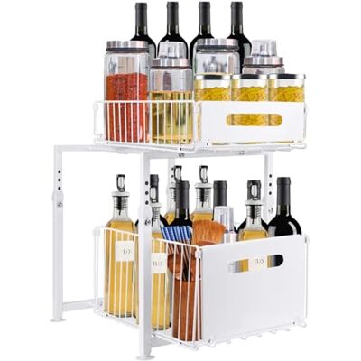 LANTUS Rangements sous Evier 2 Niveaux Organisateur Coulissant,Paniers Coulissants, Empilable,Étagères pour Placard Meuble Cuisine Salle Bain,29 x 38 x 49 cm (Blanc) LANTUS Rangements sous Evier 2 Niveaux Organisateur Coulissant,Paniers Coulissants, Empilable,Étagères pour Placard Meuble Cuisine Salle Bain,29 x 38 x 49 cm (Blanc)