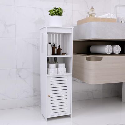 LANTUS Petit Meuble de Rangement pour Toilettes, Armoire de Salle de Bain étroite, latérale, 25 * 20 * 80cm -Blanc LANTUS Petit Meuble de Rangement pour Toilettes, Armoire de Salle de Bain étroite, latérale, 25 * 20 * 80cm -Blanc