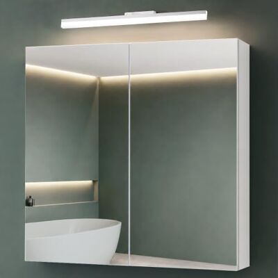 Mai & Mai Armoire à Miroir Blanc Mat avec Lampe LED Salle de Bain 80cm Placard Rangement en Bois, Armoire Toilette, Lampe LED 180° Rotative 60cm, Étagères Réglables, 80x15x70cm, SpiegelSR-02 Mai & Mai Armoire à Miroir Blanc Mat avec Lampe LED Salle de Bain 80cm Placard Rangement en Bois, Armoire Toilette, Lampe LED 180° Rotative 60cm, Étagères Réglables, 80x15x70cm, SpiegelSR-02