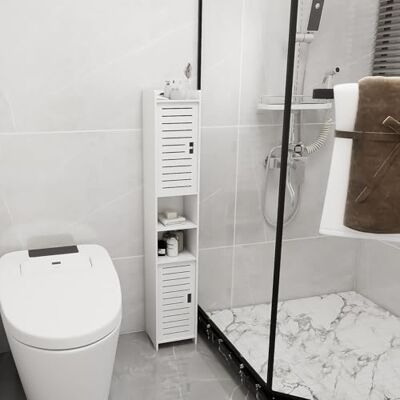 LANTUS Meuble de Rangement pour Toilettes, Placard, Étagère Réglable, Pieds Résistant à l’Eau, Petits Espaces, petite armoire de salle de bain pour salle de bain, salon,26 * 22 * 118cm-Blanc LANTUS Meuble de Rangement pour Toilettes, Placard, Étagère Réglable, Pieds Résistant à l’Eau, Petits Espaces, petite armoire de salle de bain pour salle de bain, salon,26 * 22 * 118cm-Blanc
