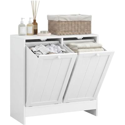 kleankin Meuble Salle de Bain avec Panier à Linge, Armoire Salle de Bain en Bois avec 2 Portes et 2 paniers, Corbeille à Linge, pour Toilette, buanderie, 66 x 33 x 68 cm, Blanc kleankin Meuble Salle de Bain avec Panier à Linge, Armoire Salle de Bain en Bois avec 2 Portes et 2 paniers, Corbeille à Linge, pour Toilette, buanderie, 66 x 33 x 68 cm, Blanc