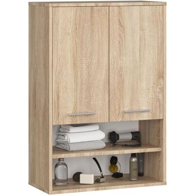 AKORD Armoire suspendue de salle de bain FIN 64 cm 2 portes, 2 étagères, 2 compartiments ouverts l 64 x H 94 x P 30 cm Avec étagères Poids : 8,10 kg Chêne Sonoma et chêne Sonoma AKORD Armoire suspendue de salle de bain FIN 64 cm 2 portes, 2 étagères, 2 compartiments ouverts l 64 x H 94 x P 30 cm Avec étagères Poids : 8,10 kg Chêne Sonoma et chêne Sonoma