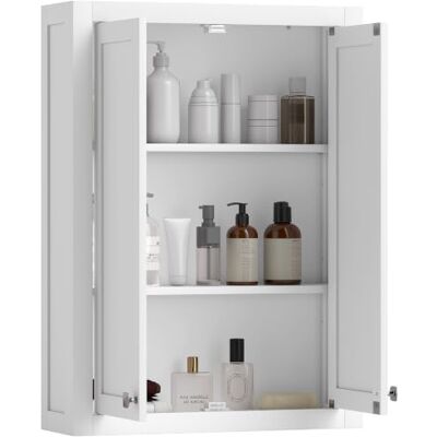 HOMCOM Armoire Murale de Salle de Bain 3 Niveaux 61 x 20 x 84 cm Blanc Meuble de Rangement Suspendu pour Salle de Bains, 2 Portes, Étagère Réglable, Meuble WC Suspendu HOMCOM Armoire Murale de Salle de Bain 3 Niveaux 61 x 20 x 84 cm Blanc Meuble de Rangement Suspendu pour Salle de Bains, 2 Portes, Étagère Réglable, Meuble WC Suspendu