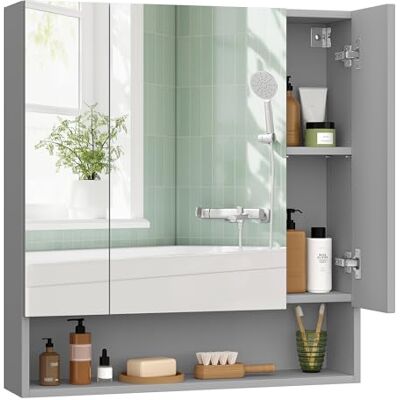 VASAGLE Armoire de salle de bain avec miroir et compartiment ouvert VASAGLE Armoire de salle de bain avec miroir et compartiment ouvert