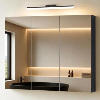 Mai & Mai Armoire à Miroir Gris Noir Mat avec Lampe LED Salle de Bain 100cm Placard Rangement en Bois, Armoire Toilette, Lampe LED 180° Rotative 60cm, Étagères Réglables, 100x15x70cm, SpiegelSR-02 Mai & Mai Armoire à Miroir Gris Noir Mat avec Lampe LED Salle de Bain 100cm Placard Rangement en Bois, Armoire Toilette, Lampe LED 180° Rotative 60cm, Étagères Réglables, 100x15x70cm, SpiegelSR-02