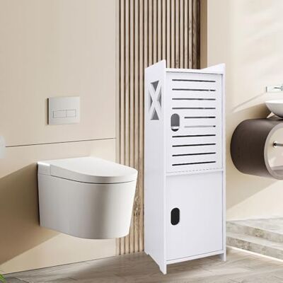 LANTUS Petit Meuble de Rangement pour Toilettes, Support pour Papiers Toilettes, Colonne, Armoire de Salle de Bain, Placard, Étagère Réglable,24 * 22 * 75cm-Blanc LANTUS Petit Meuble de Rangement pour Toilettes, Support pour Papiers Toilettes, Colonne, Armoire de Salle de Bain, Placard, Étagère Réglable,24 * 22 * 75cm-Blanc
