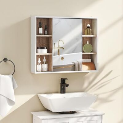 HOMCOM Armoire Murale Salle de Bain avec Miroir 60x14,5x49,4cm Blanc HOMCOM Armoire Murale Salle de Bain avec Miroir 60x14,5x49,4cm Blanc
