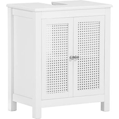 SoBuy BZR35-W Meuble de salle de bain avec 2 portes et étagère Armoire étroite pour lavabo avec façade en treillis Blanc 50 x 60 x 33 cm SoBuy BZR35-W Meuble de salle de bain avec 2 portes et étagère Armoire étroite pour lavabo avec façade en treillis Blanc 50 x 60 x 33 cm
