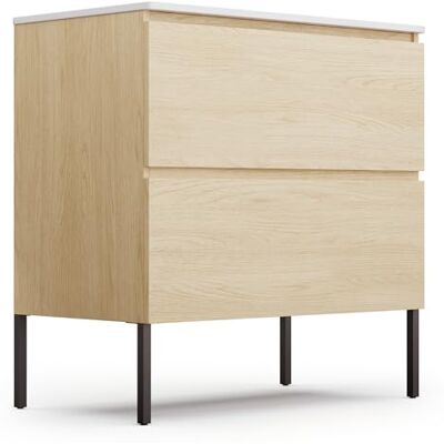 blumfeldt Johnstone Meuble Lavabo Salle de Bain Design Bois Naturel, Lavabo Céramique, Tiroirs Spacieux, Fermeture Douce, Pieds Inclus, Matériau Résistant à l'Humidité Assemblage Facile blumfeldt Johnstone Meuble Lavabo Salle de Bain Design Bois Naturel, Lavabo Céramique, Tiroirs Spacieux, Fermeture Douce, Pieds Inclus, Matériau Résistant à l'Humidité Assemblage Facile