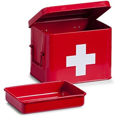 Zeller 18115 Boite à pharmacie en métal, rouge, 21,5 x 16 x 16 cm Zeller 18115 Boite à pharmacie en métal, rouge, 21,5 x 16 x 16 cm