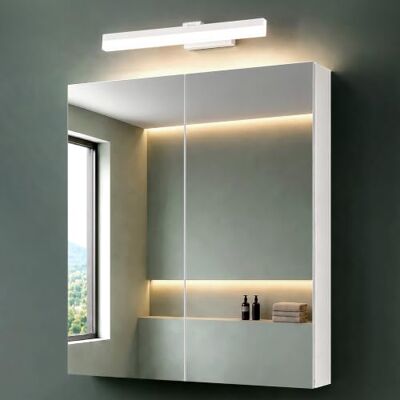 Mai & Mai Armoire à Miroir Blanc Mat avec Lampe LED Salle de Bain 60cm Placard Rangement en Bois, Armoire Toilette, Lampe LED 180° Rotative 40cm, Étagères Réglables, 60x15x70cm, SpiegelSR-02 Mai & Mai Armoire à Miroir Blanc Mat avec Lampe LED Salle de Bain 60cm Placard Rangement en Bois, Armoire Toilette, Lampe LED 180° Rotative 40cm, Étagères Réglables, 60x15x70cm, SpiegelSR-02