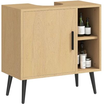 HOMCOM Meuble sous lavabo salle de bain Industriel 60 x 30 x 59,5 cm Chêne Meuble sous vasque Industriel, Porte à Fermeture Progressive, Étagère Réglable HOMCOM Meuble sous lavabo salle de bain Industriel 60 x 30 x 59,5 cm Chêne Meuble sous vasque Industriel, Porte à Fermeture Progressive, Étagère Réglable