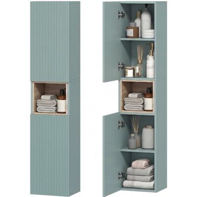 HOMCOM Meuble colonne salle de bain Étroit 2 Portes 30 x 24 x 140 cm Vert Étagères Ajustables, Compartiment Ouvert, Meuble Étroit et Haut, Toilette, Petits Espaces HOMCOM Meuble colonne salle de bain Étroit 2 Portes 30 x 24 x 140 cm Vert Étagères Ajustables, Compartiment Ouvert, Meuble Étroit et Haut, Toilette, Petits Espaces