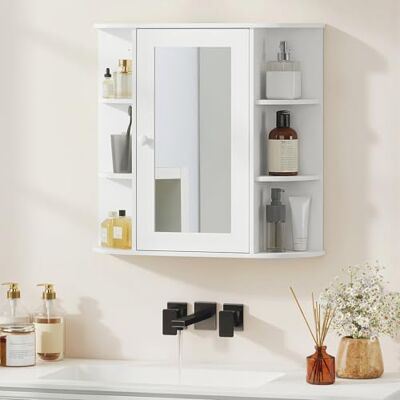 HOMCOM Armoire Murale avec Miroir Salle de Bain avec Rangement Blanc HOMCOM Armoire Murale avec Miroir Salle de Bain avec Rangement Blanc