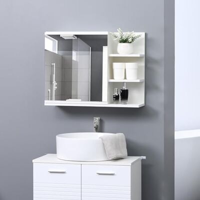 kleankin Armoire Miroir de Salle de Bain avec étagère 3 étagères latérales kit Installation Murale fourni en Bois Aspect Blanc kleankin Armoire Miroir de Salle de Bain avec étagère 3 étagères latérales kit Installation Murale fourni en Bois Aspect Blanc