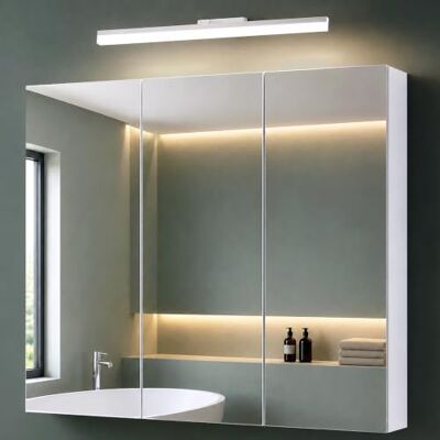 Mai & Mai Armoire à Miroir Blanc Mat avec Lampe LED Salle de Bain 100cm Placard Rangement en Bois, Armoire Toilette, Lampe LED 180° Rotative 60cm, Étagères Réglables, 100x15x70cm, SpiegelSR-02 Mai & Mai Armoire à Miroir Blanc Mat avec Lampe LED Salle de Bain 100cm Placard Rangement en Bois, Armoire Toilette, Lampe LED 180° Rotative 60cm, Étagères Réglables, 100x15x70cm, SpiegelSR-02
