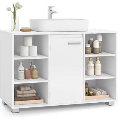 VASAGLE Meuble sous Lavabo, Meuble de Salle de Bain, Armoire de Salle de Bain avec Étagères Réglables, Pieds, 30 x 90 x 60 cm, Blanc Nuage BBK507W01 VASAGLE Meuble sous Lavabo, Meuble de Salle de Bain, Armoire de Salle de Bain avec Étagères Réglables, Pieds, 30 x 90 x 60 cm, Blanc Nuage BBK507W01