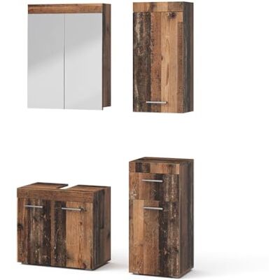 Vicco Ensemble de meubles de salle de bain "Luna", Oldstyle 60 cm 4 pièces · Meuble sous-vasque · Armoire à miroir · Armoire mi-haute · Meuble suspendu Vicco Ensemble de meubles de salle de bain "Luna", Oldstyle 60 cm 4 pièces · Meuble sous-vasque · Armoire à miroir · Armoire mi-haute · Meuble suspendu