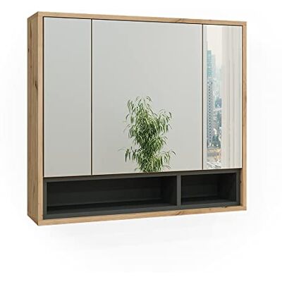 Vicco Armoire de toilette "Beatrice", Chêne Artisan/Anthracite, 80x72cm Vicco Armoire de toilette "Beatrice", Chêne Artisan/Anthracite, 80x72cm
