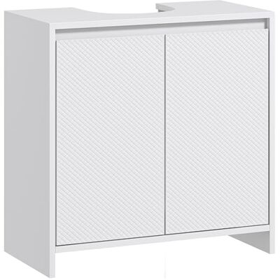 HOMCOM Meuble sous Vasque, Meuble de Salle de Bain, Armoire de Rangement pour lavabo, avec 2 Portes, étagère réglable, 60l x 30P x 60H cm, Blanc HOMCOM Meuble sous Vasque, Meuble de Salle de Bain, Armoire de Rangement pour lavabo, avec 2 Portes, étagère réglable, 60l x 30P x 60H cm, Blanc