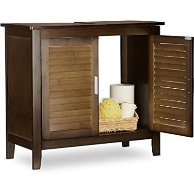 Relaxdays LAMELL Meuble de lavabo en bambou, meuble de salle de bain, marron foncé, env. 60 x 67 x 30 cm Relaxdays LAMELL Meuble de lavabo en bambou, meuble de salle de bain, marron foncé, env. 60 x 67 x 30 cm