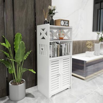 LANTUS Petit Meuble de Rangement pour Toilettes, Support pour Papiers Toilettes, Colonne, Armoire de Salle de Bain, Placard, Étagère Réglable,-75 * 22 * 36cm-Blanc LANTUS Petit Meuble de Rangement pour Toilettes, Support pour Papiers Toilettes, Colonne, Armoire de Salle de Bain, Placard, Étagère Réglable,-75 * 22 * 36cm-Blanc