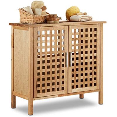 Relaxdays Meuble dessous de lavabo ou évier salle de bain en bois de noyer HxlxP: 61x 66 x 29 cm armoire robuste et résistante, nature Relaxdays Meuble dessous de lavabo ou évier salle de bain en bois de noyer HxlxP: 61x 66 x 29 cm armoire robuste et résistante, nature