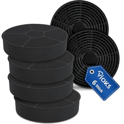 VIOKS Respekta Candy Lot de 6 filtres à charbon pour hotte aspirante de 105 mm de diamètre de rechange pour filtre à charbon actif Respekta MIZ0058 VIOKS Respekta Candy Lot de 6 filtres à charbon pour hotte aspirante de 105 mm de diamètre de rechange pour filtre à charbon actif Respekta MIZ0058