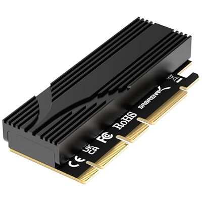 SABRENT Carte d'extension M.2 NVMe SSD vers PCIe x16 sans outil (AIC) avec dissipateur thermique en aluminium, adaptateur PCIe M.2 pour SSD Gen5 PCIe 5.0, rétrocompatible avec les générations PCIe SABRENT Carte d'extension M.2 NVMe SSD vers PCIe x16 sans outil (AIC) avec dissipateur thermique en aluminium, adaptateur PCIe M.2 pour SSD Gen5 PCIe 5.0, rétrocompatible avec les générations PCIe