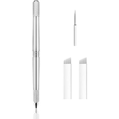 Pinkiou Stylo microblading 3 en 1, outil de tatouage des sourcils pour le maquillage permanent des sourcils (Argent) Pinkiou Stylo microblading 3 en 1, outil de tatouage des sourcils pour le maquillage permanent des sourcils (Argent)