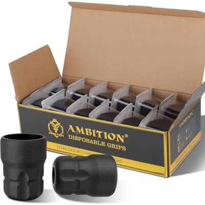 Ambition Soldier P2 Lot de 12 poignées de tatouage jetables en caoutchouc de 34 mm avec système de réglage par clic pour pistolet rotatif Soldier, Soldier Max, Zetton, 32 mmTorped et Shura Ambition Soldier P2 Lot de 12 poignées de tatouage jetables en caoutchouc de 34 mm avec système de réglage par clic pour pistolet rotatif Soldier, Soldier Max, Zetton, 32 mmTorped et Shura