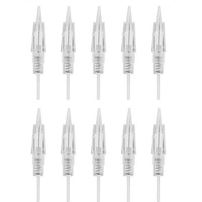 Leinggg Lot de 10 aiguilles de tatouage stériles jetables R1 pour sourcils, eye-liner, tatouage des lèvres, profondeur réglable de 0,2 à 0,25, en acier inoxydable 316B, argent Leinggg Lot de 10 aiguilles de tatouage stériles jetables R1 pour sourcils, eye-liner, tatouage des lèvres, profondeur réglable de 0,2 à 0,25, en acier inoxydable 316B, argent