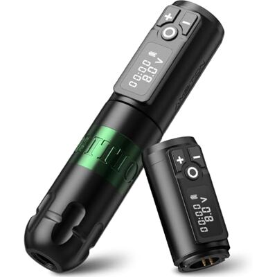 Ambition Soldier Stylo à batterie rotatif avec batterie supplémentaire, Machine à cartouche de tatouage, moteur électrique sans fil 2400mAh, affichage LED numérique pour artistes tatoueurs Ambition Soldier Stylo à batterie rotatif avec batterie supplémentaire, Machine à cartouche de tatouage, moteur électrique sans fil 2400mAh, affichage LED numérique pour artistes tatoueurs