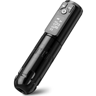Ambition Soldier Machine à cartouche de tatouage à stylo à batterie rotative avec moteur sans noyau de puissance sans fil 2400 mAh affichage LED numérique pour les tatoueurs (noir polonais) Ambition Soldier Machine à cartouche de tatouage à stylo à batterie rotative avec moteur sans noyau de puissance sans fil 2400 mAh affichage LED numérique pour les tatoueurs (noir polonais)