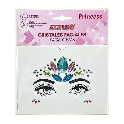 Alpino Gemmes faciales adhésives Princess Autocollants brillants pour le visage Maquillage pour les festivals, le carnaval et l'Halloween Autocollants faciaux brillants Alpino Gemmes faciales adhésives Princess Autocollants brillants pour le visage Maquillage pour les festivals, le carnaval et l'Halloween Autocollants faciaux brillants