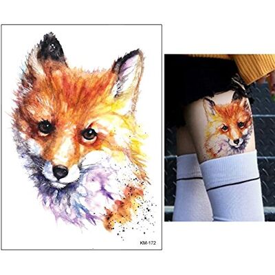 Beyond Faux tatouage motif renard Tatouage à l'aquarelle Pour festival KM172 Beyond Faux tatouage motif renard Tatouage à l'aquarelle Pour festival KM172
